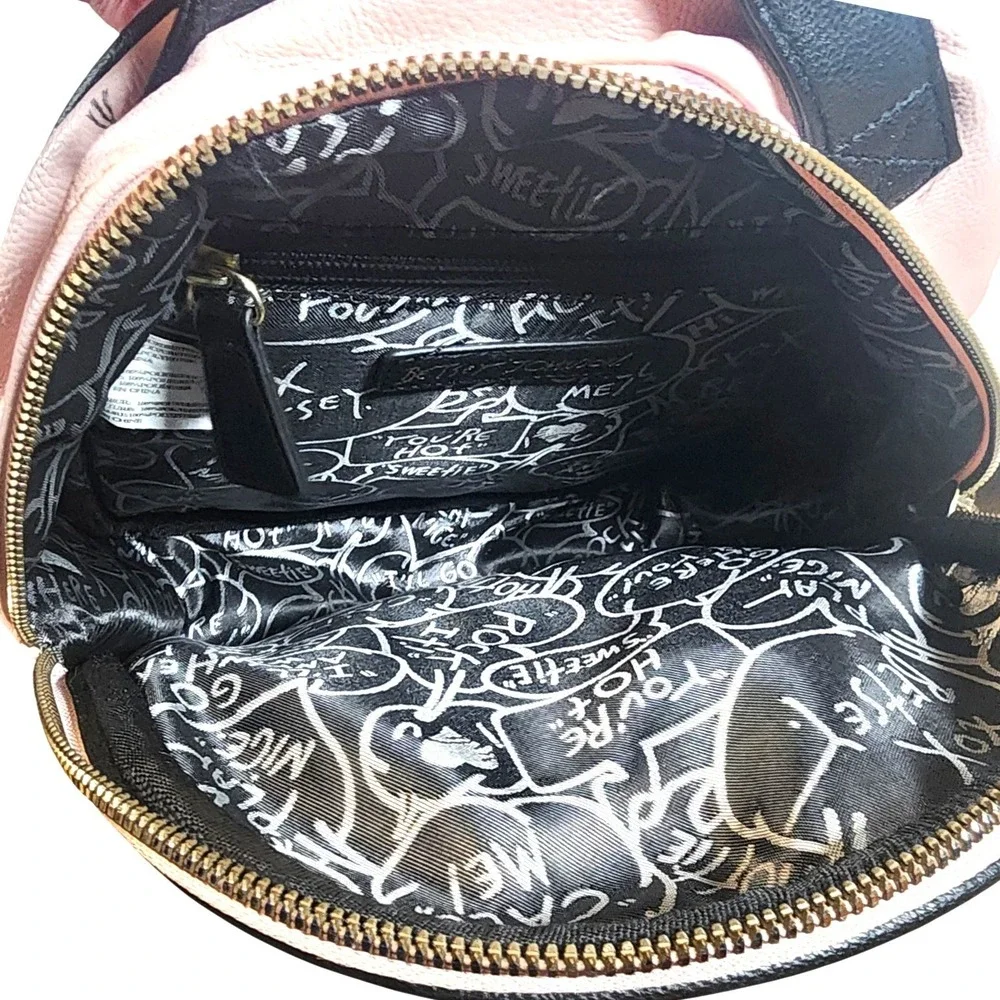 Betsey Johnson Pink Bear Face Quilted Mini Backpack Gold Hardware Rare‎